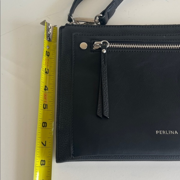 Perlina Black Leather Shoulder Bag - Picture 2 of 8